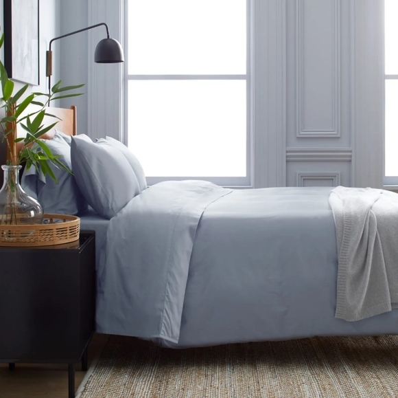 NWOT! Quince 100% Organic Sateen Blue Cotton Duvet Cover ! Sz. Queen (621) - Picture 4 of 9